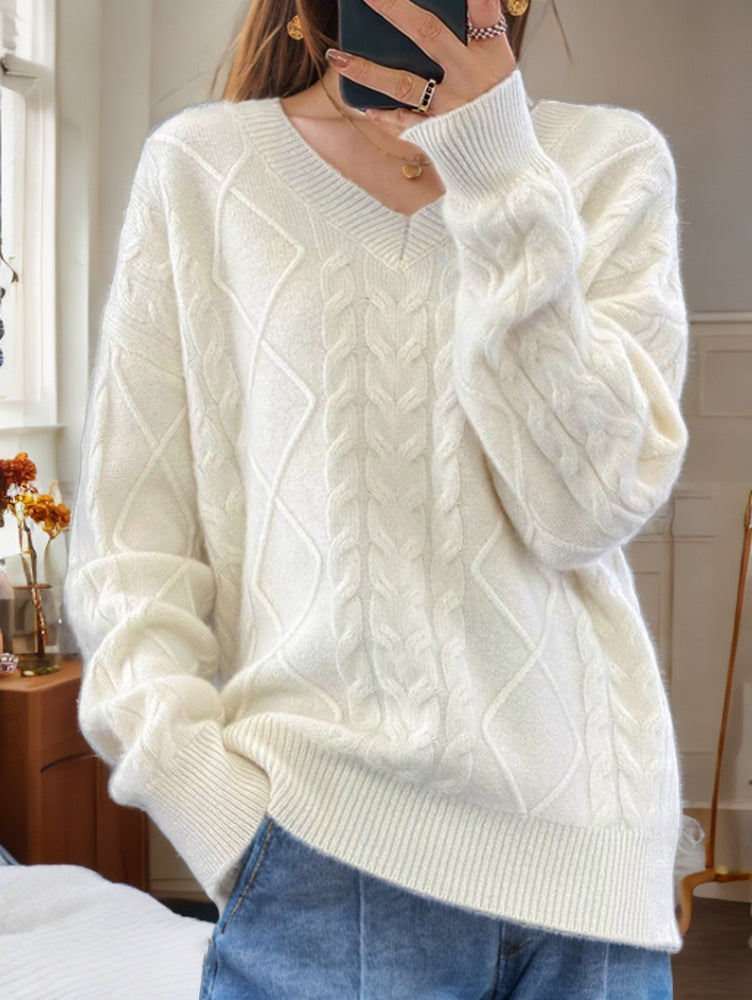 Dames Pull en tricot élégant avec motif torsadé détaillé Chic und Stil