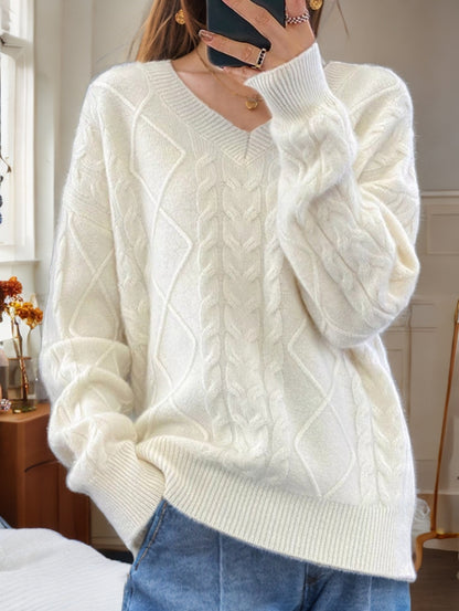 Dames Pull en tricot élégant avec motif torsadé détaillé Chic und Stil