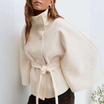 Dames élégant et confortable manteau en laine avec ceinture à la taille Chic und Stil