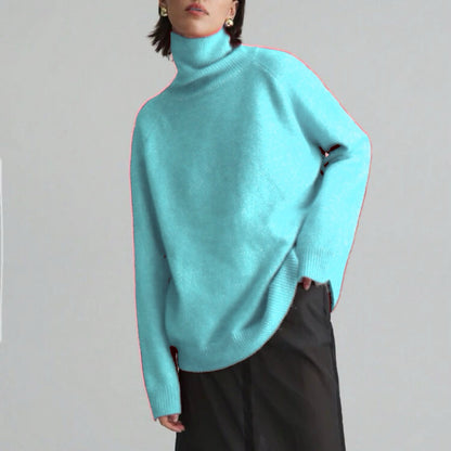 Pull à col roulé féminin à coupe oversize et texture fine Chic und Stil