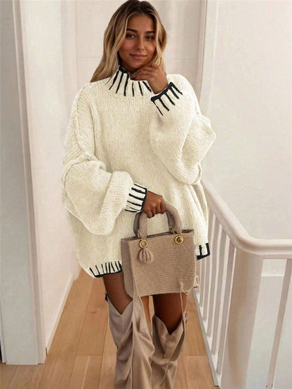 Pull en tricot oversize pour dames avec col décoratif Chic und Stil