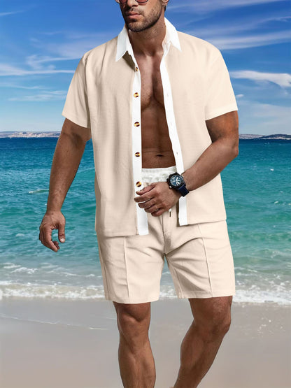 Homme ensemble de chemise à manches courtes décontractée et de shorts au design structuré Chic und Stil