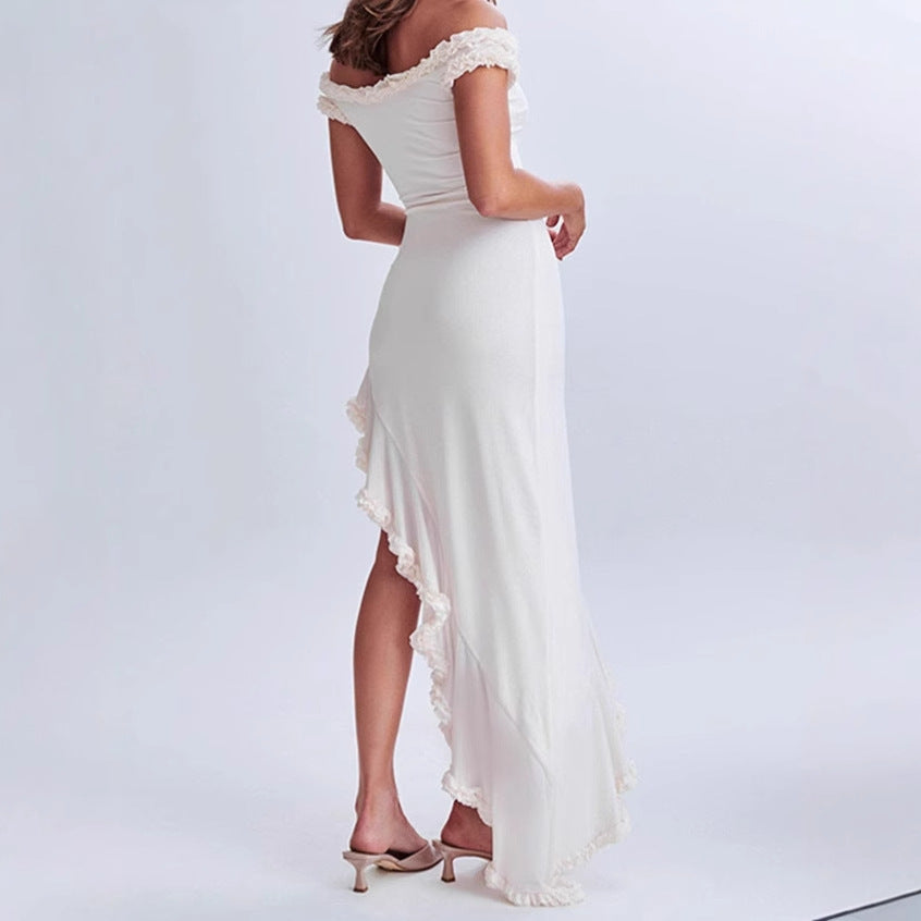 Dames Élégant Robe Maxi avec Détail Volant Chic und Stil