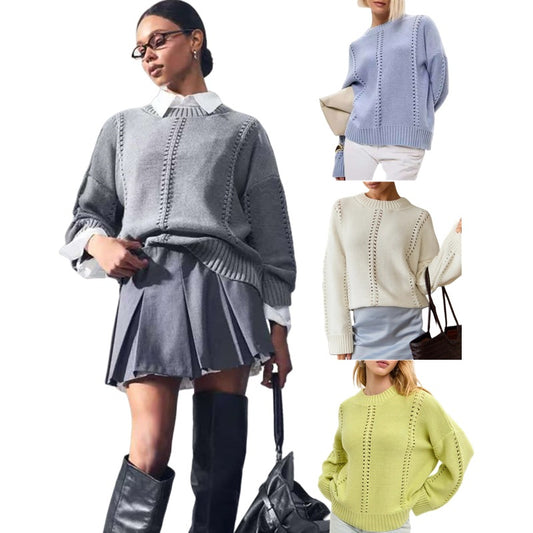 Pull en maille épaisse pour femmes avec une structure élégante et une coupe ample Chic und Stil