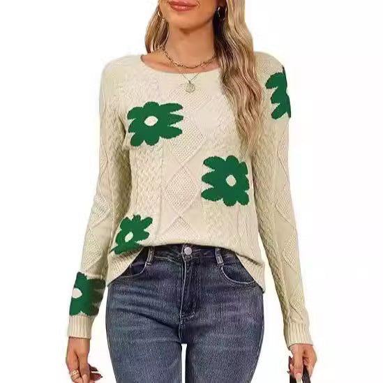 Dames Grand motif floral pull en tricot Chic und Stil