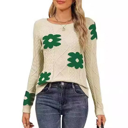 Dames Grand motif floral pull en tricot Chic und Stil