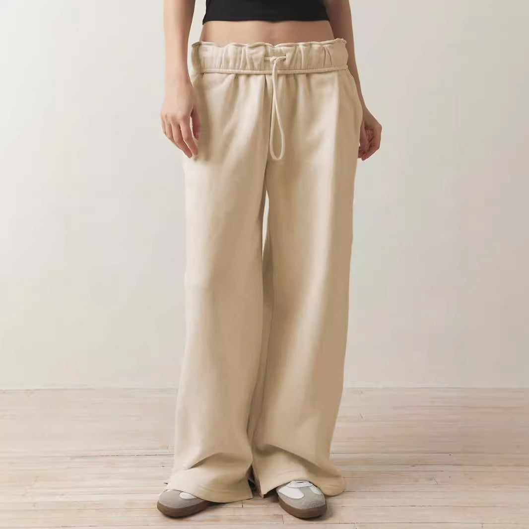 Chic and Stylish wide casual pants for ladies with elastic waist and drawstring