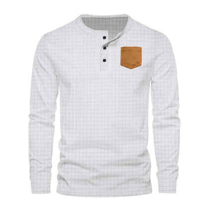 Chemise à manches longues pour hommes avec design texturé et application en cuir Chic und Stil