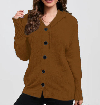 Dame cardigan à capuche avec des détails de bouton pratiques Chic und Stil