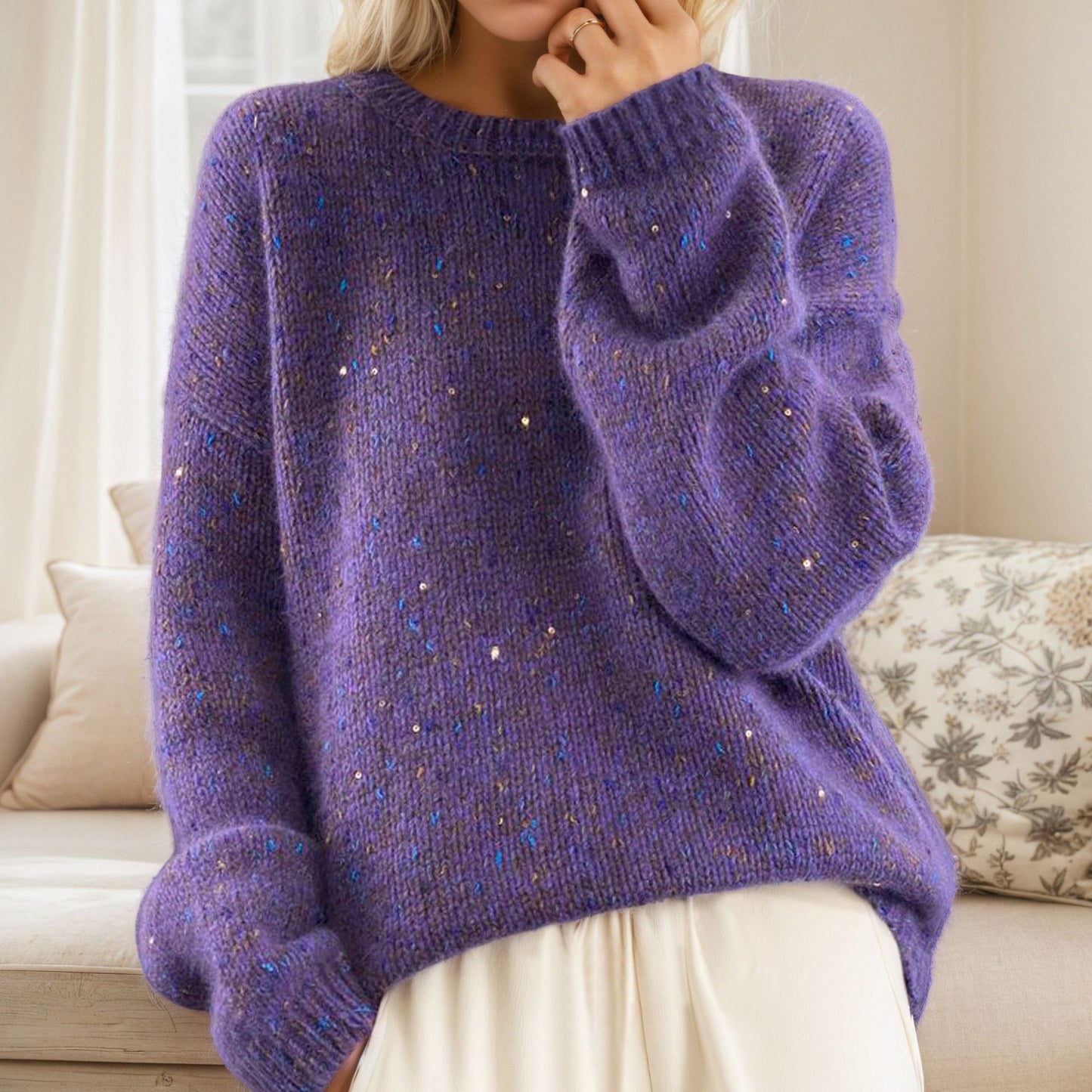 Pull en tricot douillet pour femmes avec des accents scintillants et une coupe décontractée Chic und Stil