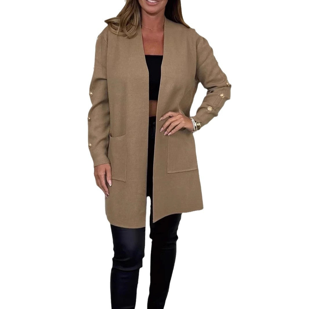 Dames Élégant cardigan avec détails de boutons et poches Chic und Stil