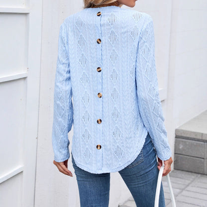 Chemisier à manches longues pour femmes avec un design texturé et un ourlet arrondi Chic und Stil