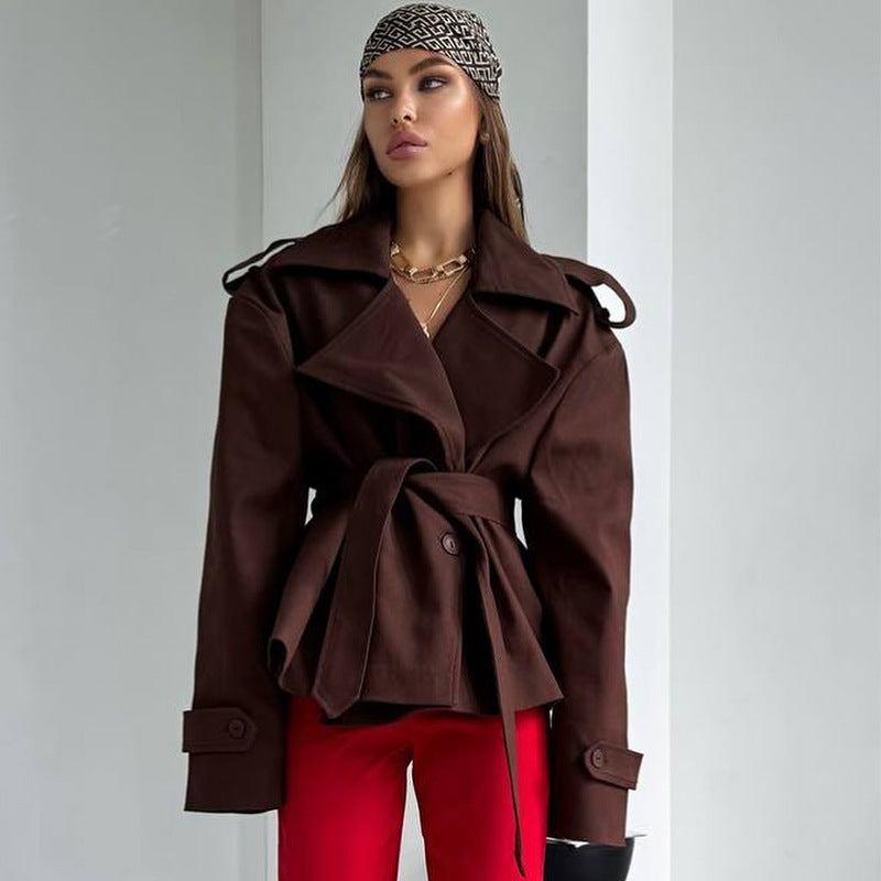 Dames Élégant Trench-coat avec ceinture à la taille et coupe ample Chic und Stil