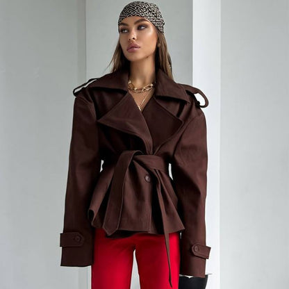 Dames Élégant Trench-coat avec ceinture à la taille et coupe ample Chic und Stil