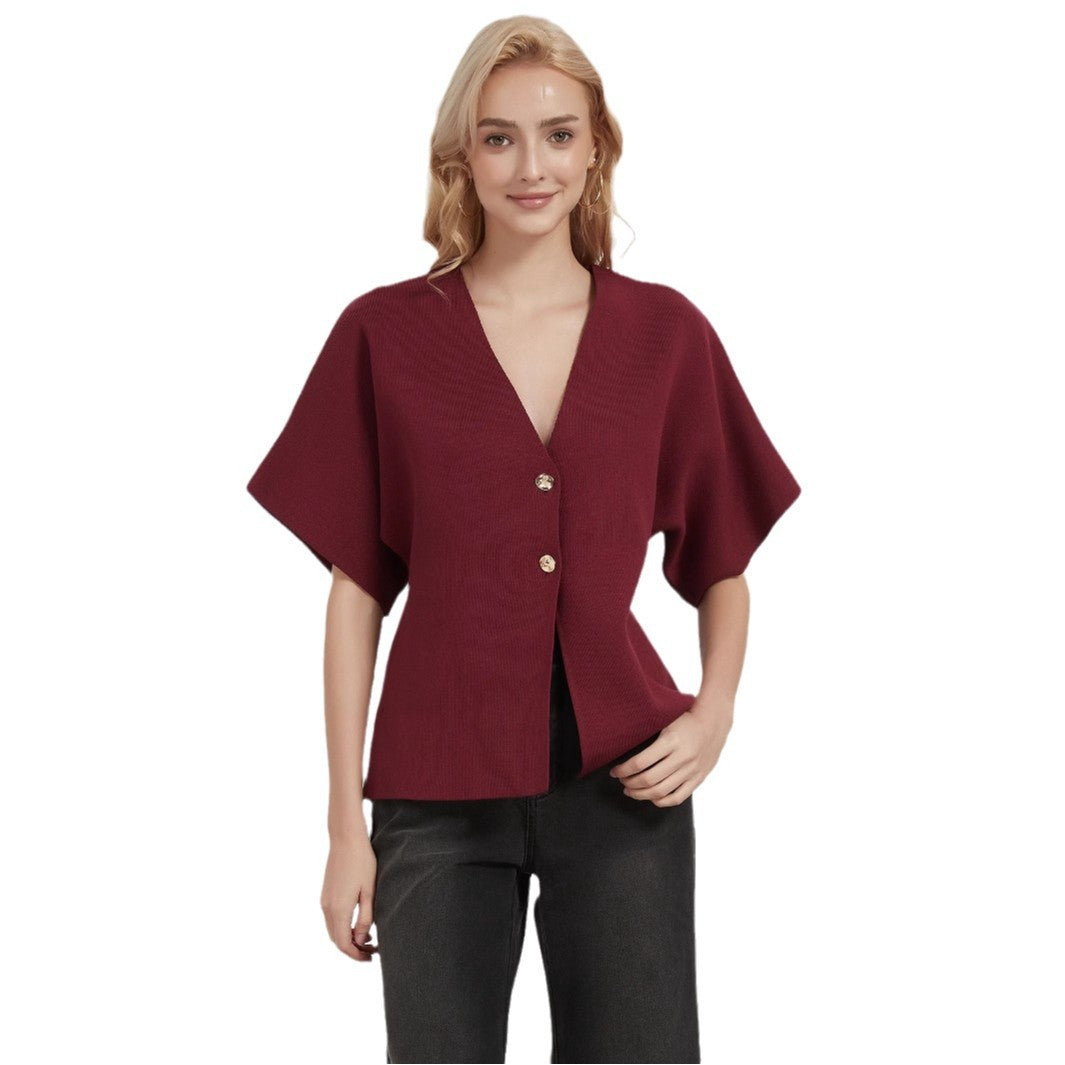 Dames cardigan à la mode avec décolleté en V profond et élégante patte de boutonnage Chic und Stil