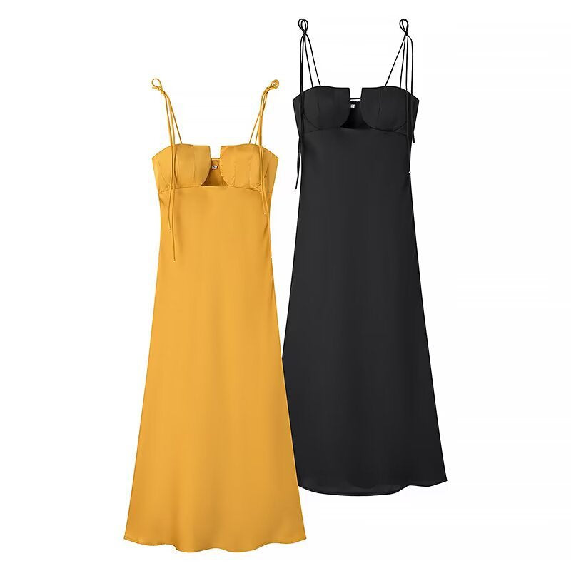 Robe maxi pour femmes avec bretelles spaghetti réglables et coupe élégante Chic und Stil