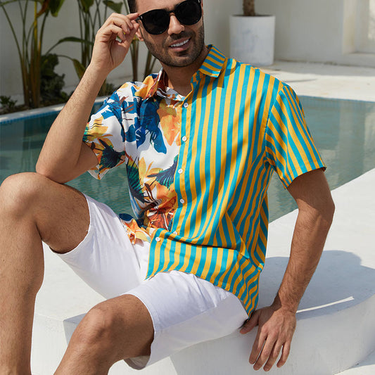 Chemise à manches courtes pour hommes avec motif coloré et design d'été Chic und Stil