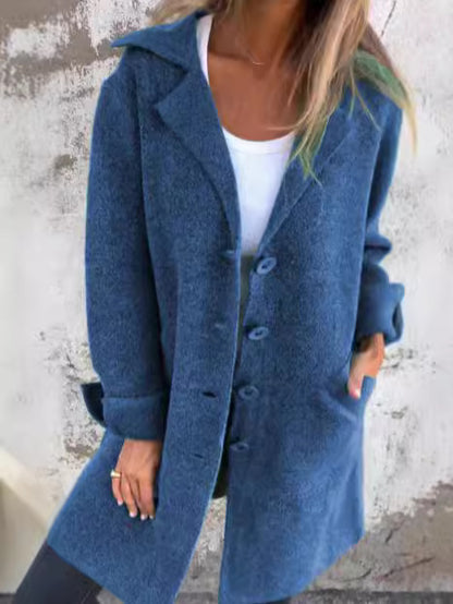 Dames Élégante Veste en Laine avec Boutonnage Complet et Poches Spacieuses Chic und Stil