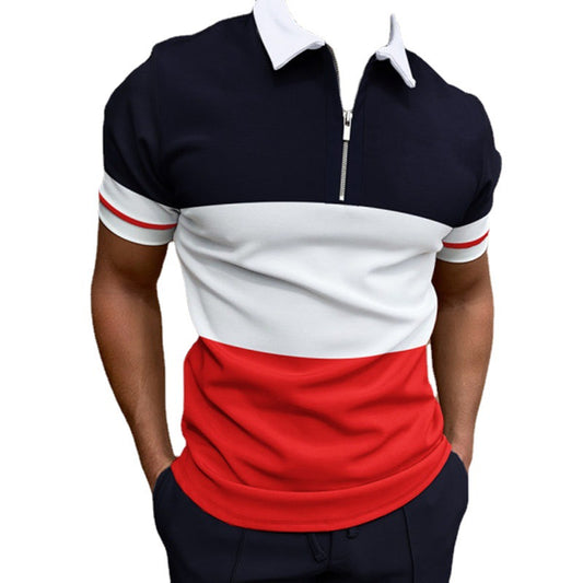 Hommes Polo à Zip Court à Manches Courtes Style Chic und Stil