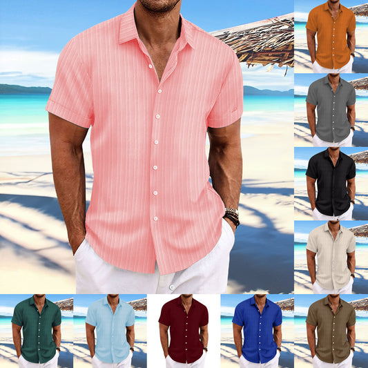 Chemise décontractée à manches courtes à rayures pour hommes Chic und Stil