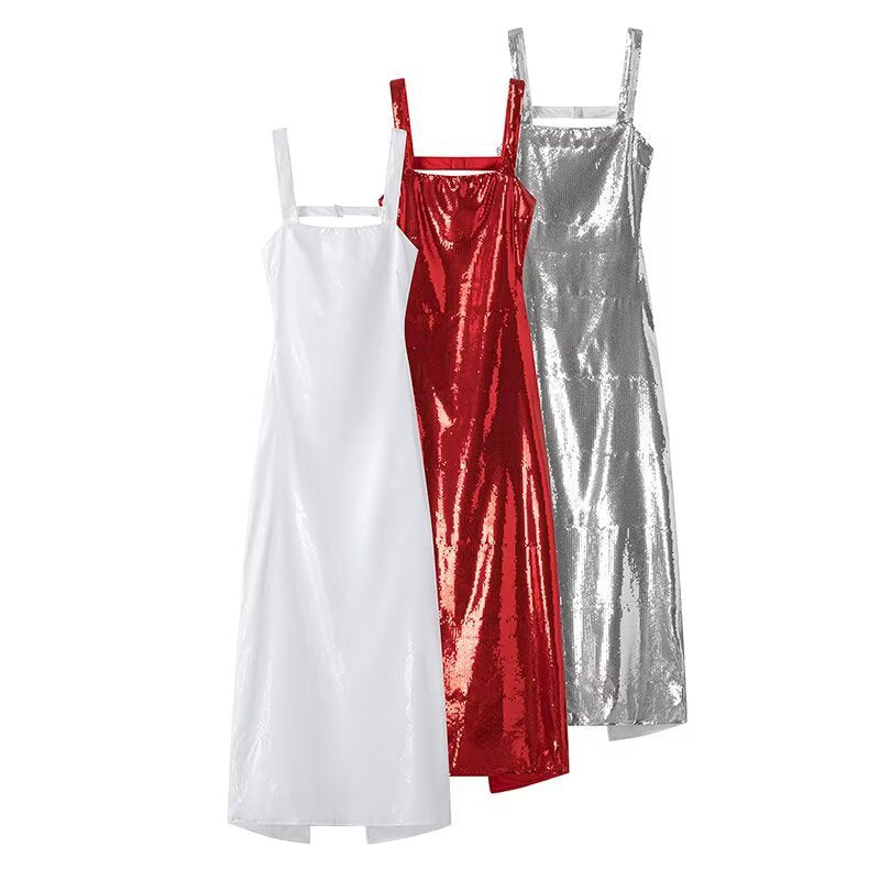 Robe maxi femme avec paillettes scintillantes et coupe élégante Chic und Stil