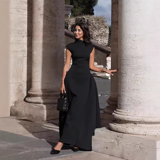 Robe de soirée sans manches pour dames avec coupe asymétrique et tomber élégant Chic und Stil