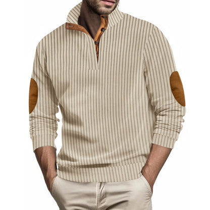 Pull en tricot pour hommes avec col montant et patches de coude uniques Chic und Stil