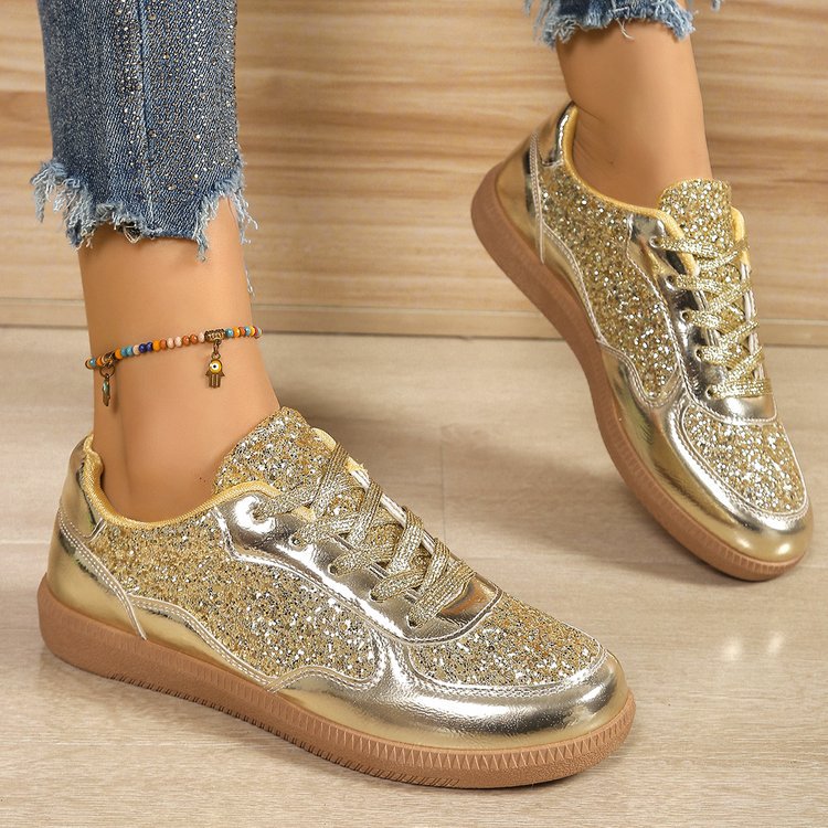 Baskets scintillantes pour dames avec une tige à la mode et une semelle confortable Chic und Stil