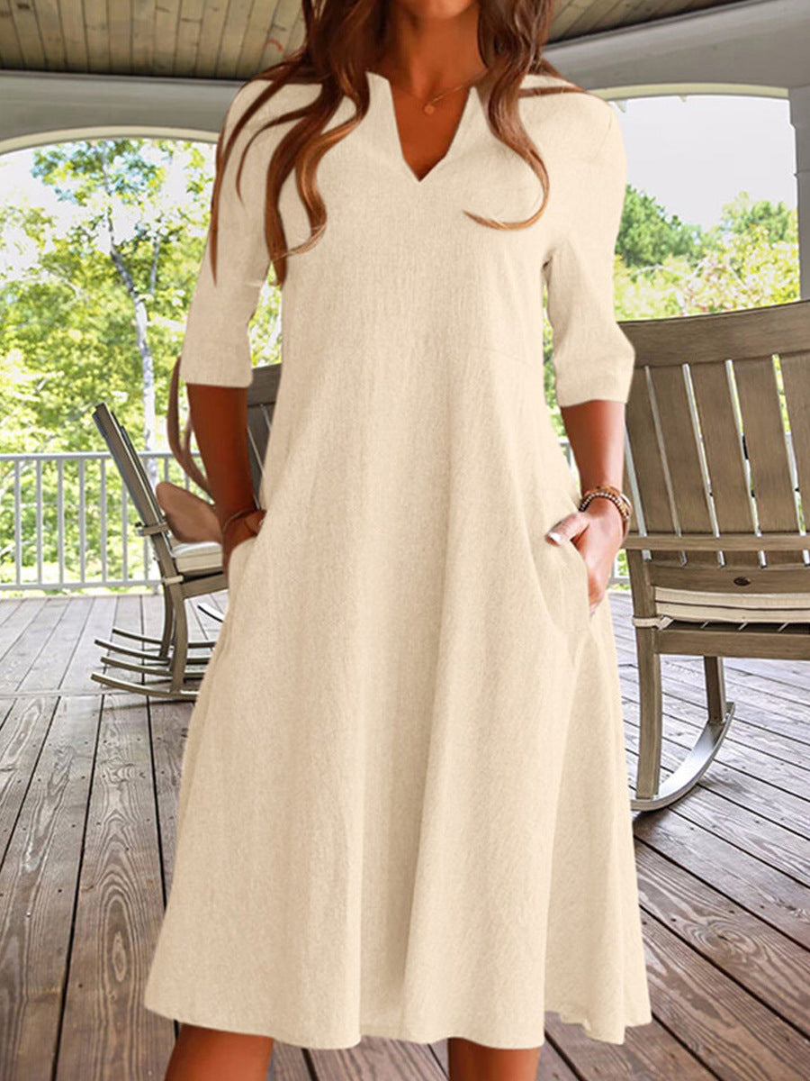Robe midi pour femmes avec coupe décontractée et poches pratiques Chic und Stil