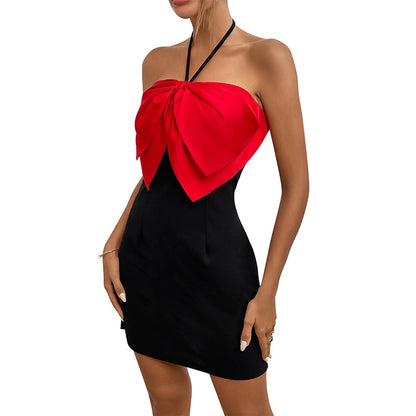 Femme Élégante Halter Neck Mini Robe Chic und Stil