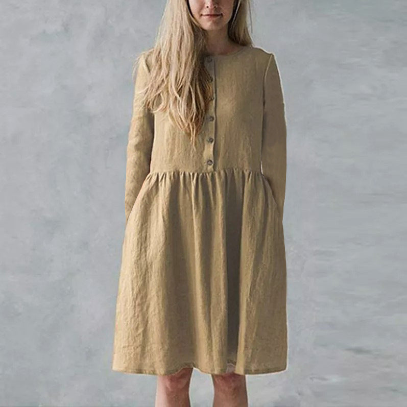 Robe décontractée pour femmes avec fermeture à boutons et jupe volumineuse Chic und Stil