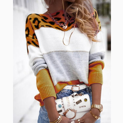 Pull oversized pour dames avec motif léopard Chic und Stil