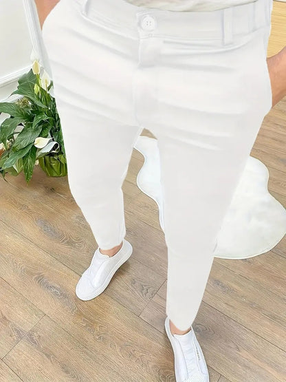 Trendy slim-fit pants for men with elastic waistband and practical pockets Chic and Style