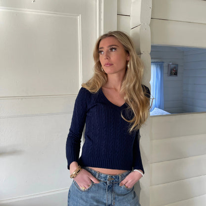Pull en tricot pour femme avec décolleté en V et manches longues Chic und Stil