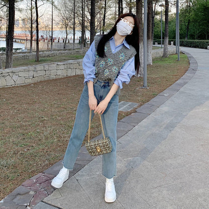 Pull en tricot pour femmes avec design floral Chic und Stil