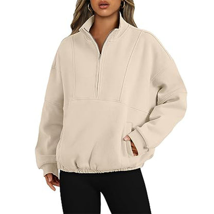 Oversized fleece pullover for women with a high collar and side pockets Chic und Stil