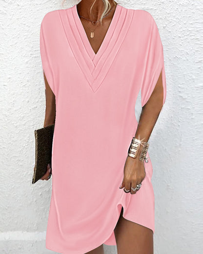 Robe de plage pour dames à décolleté en V avec manches élégantes et ourlet asymétrique Chic und Stil