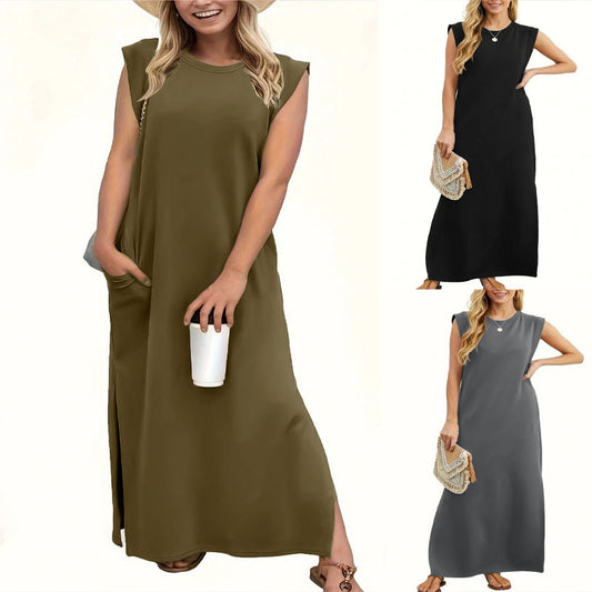 Robe maxi décontractée pour femme avec design à manches courtes Chic und Stil