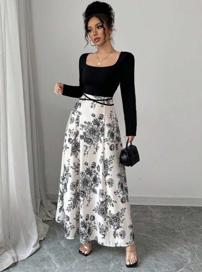 Robe maxi élégante pour femmes avec imprimé floral et coupe cintrée Chic und Stil