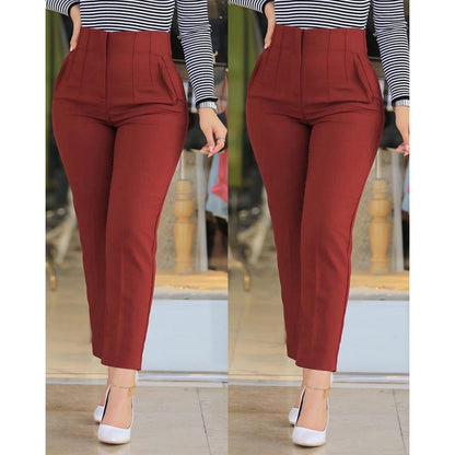 High-waisted slim pants for women with decorative stitching details Chic and Style