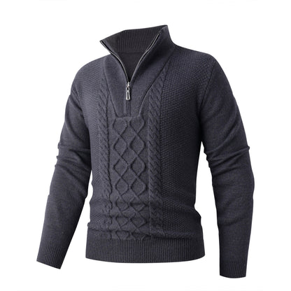 Thick knit pullover for men with a modern high collar and functional zipper Chic und Stil