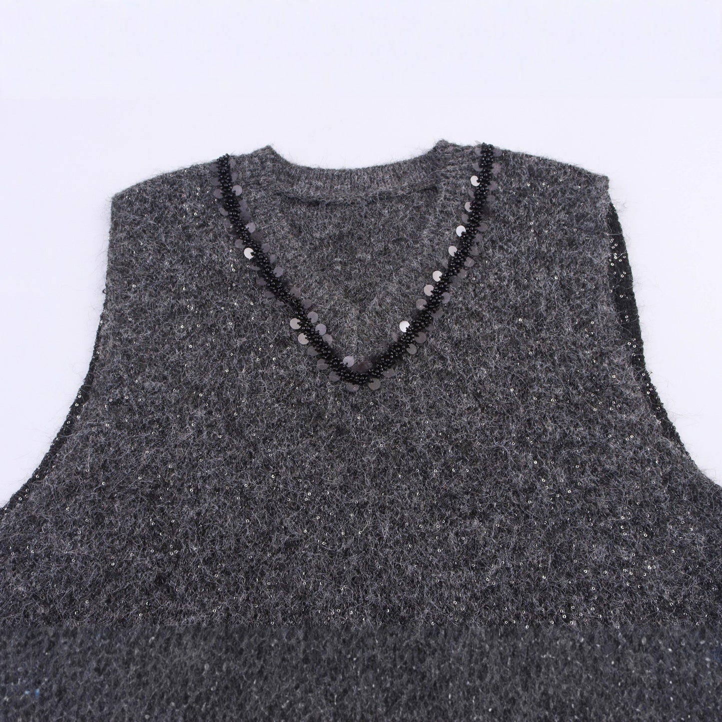 Dames élégant pull en tricot sans manches avec des appliqués scintillants Chic und Stil