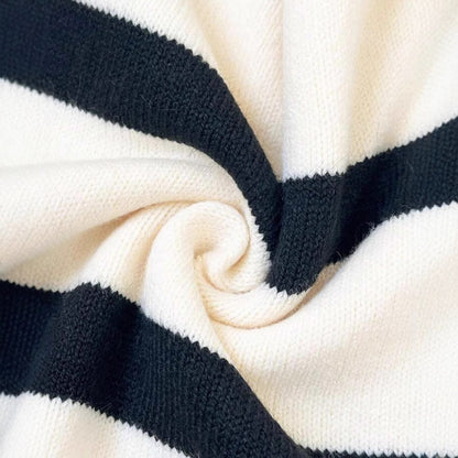 Femmes Pull court à manches courtes rayé avec col polo Chic und Stil