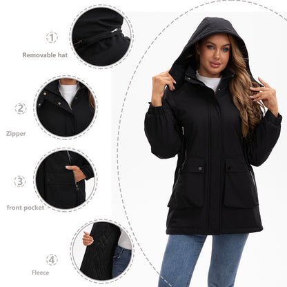 Functional jacket for women with removable hood and practical pockets Chic and Style