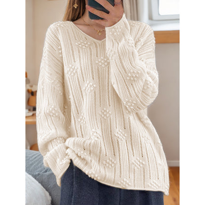 Pull en tricot pour femmes avec motif détaillé et décolleté en V Chic und Stil