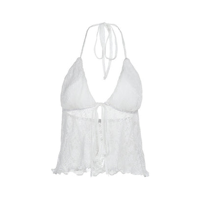 Dame Dentelle Superposition Top Crop Chic und Stil
