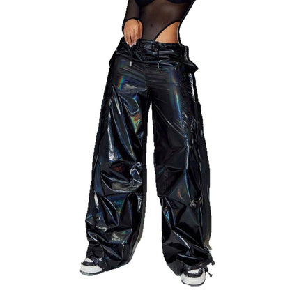 Chic and Style large shiny effect cargo pants for women