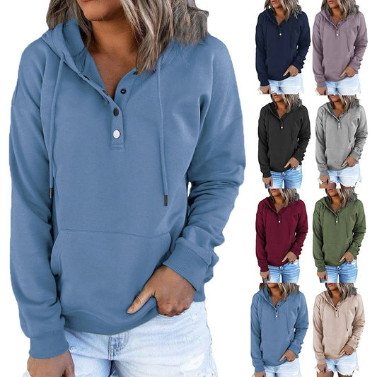 Pull à capuche femme avec détail de bouton tendance Chic und Stil