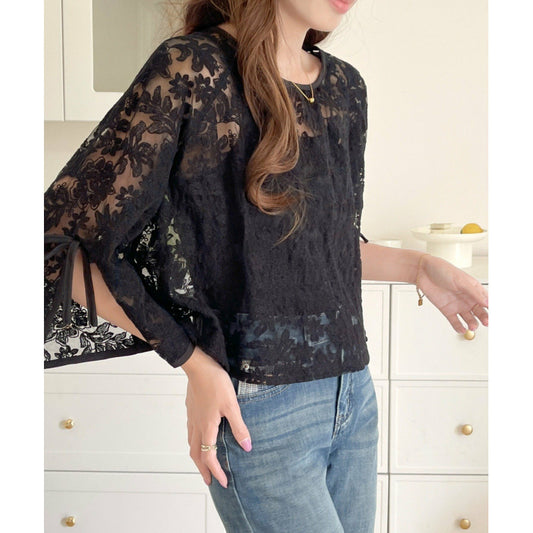 Blouse en dentelle florale pour femmes Chic und Stil