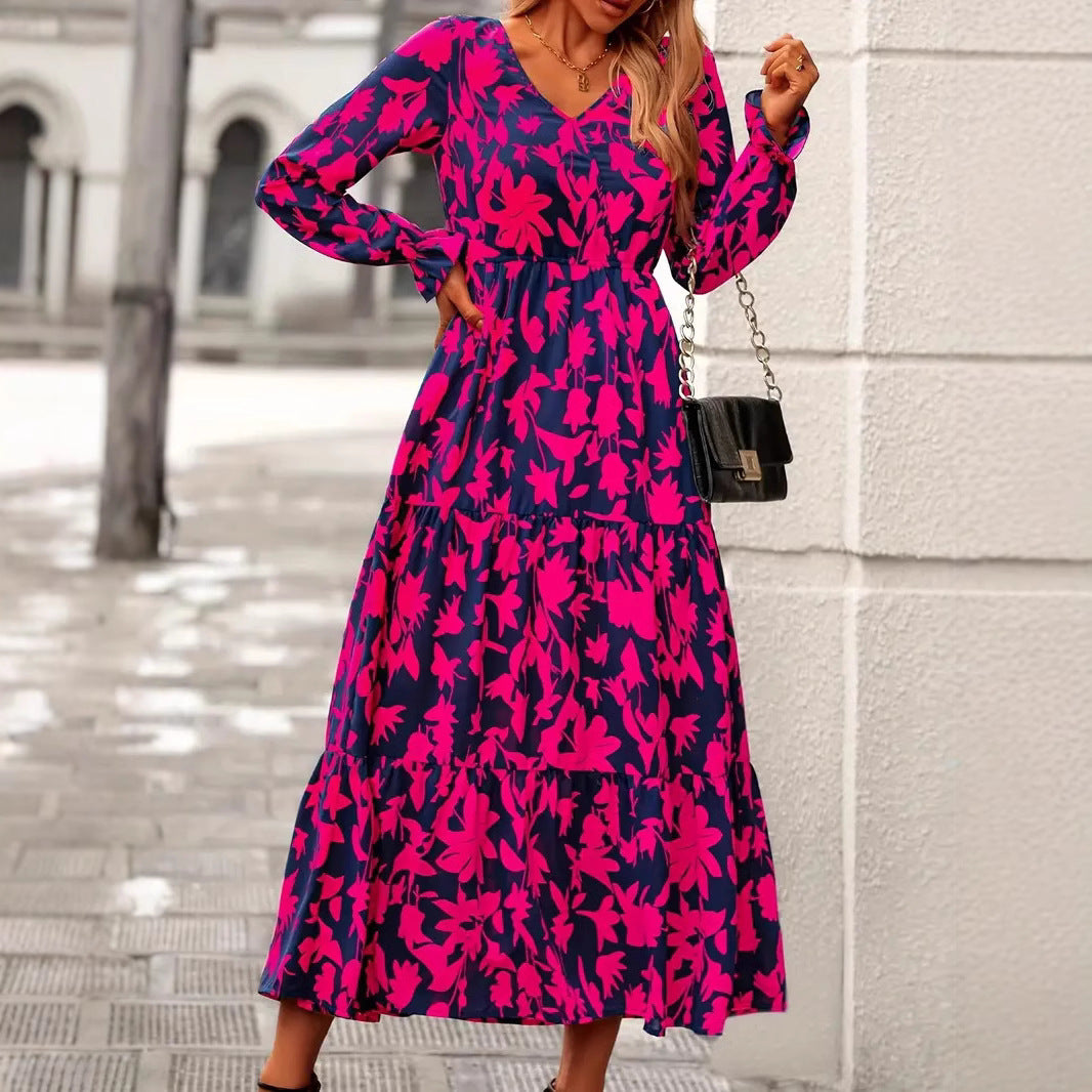 Robe maxi femme avec décolleté en V et manches volumineuses Chic und Stil